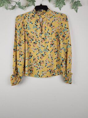 Anthropologie Maeve Size 2 Boho Floral Print Multicolor Long Sleeve Top Blouse